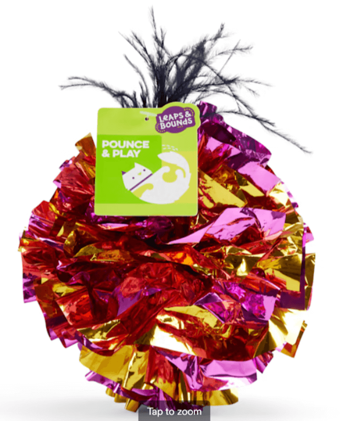 Leaps & Bounds Mylar Ball with Feathers Cat Toy